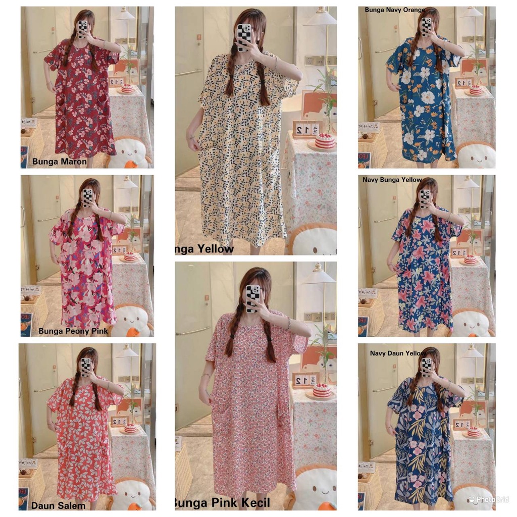 Piyama Daster Jumbo Flower Bunga Big Size