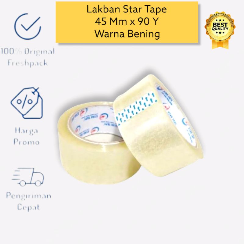 LAKBAN BENING STAR TAPE 45 X 90 YART DAYA REKAT LENGKET TIDAK MUDAH PUTUS