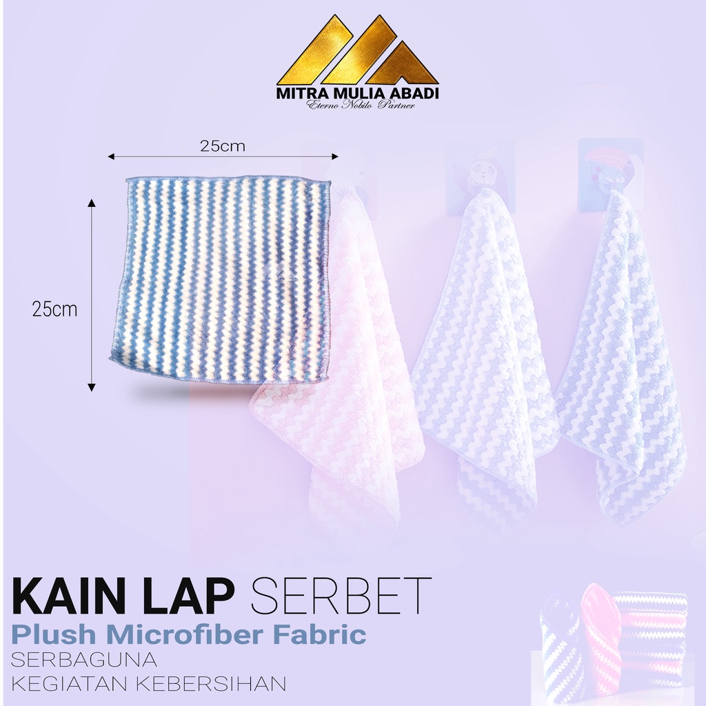 Kain Lap Microfiber Serbet Pembersih Piring Gelas Meja Dapur Bahan Coral Fleece Anti Minyak