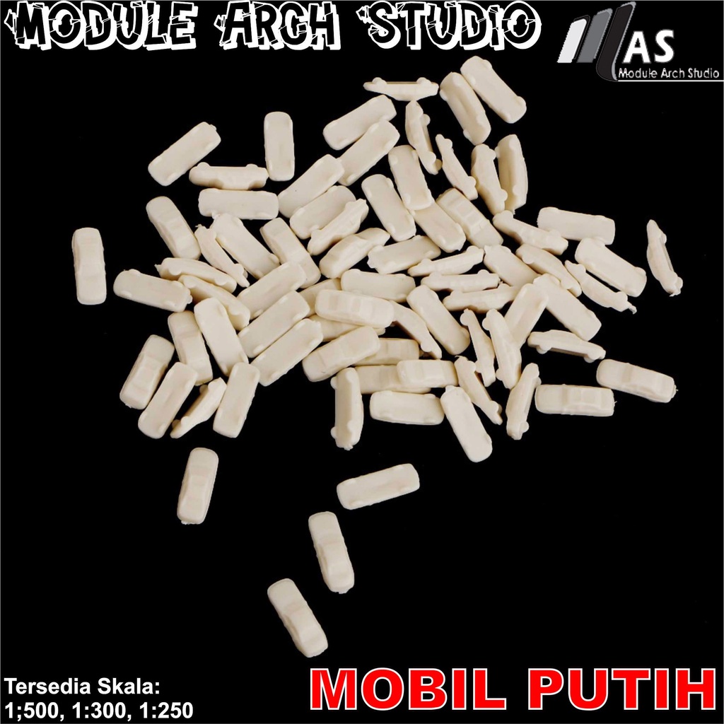 Maket Mobil Putih Skala  - Mobil Monochrome