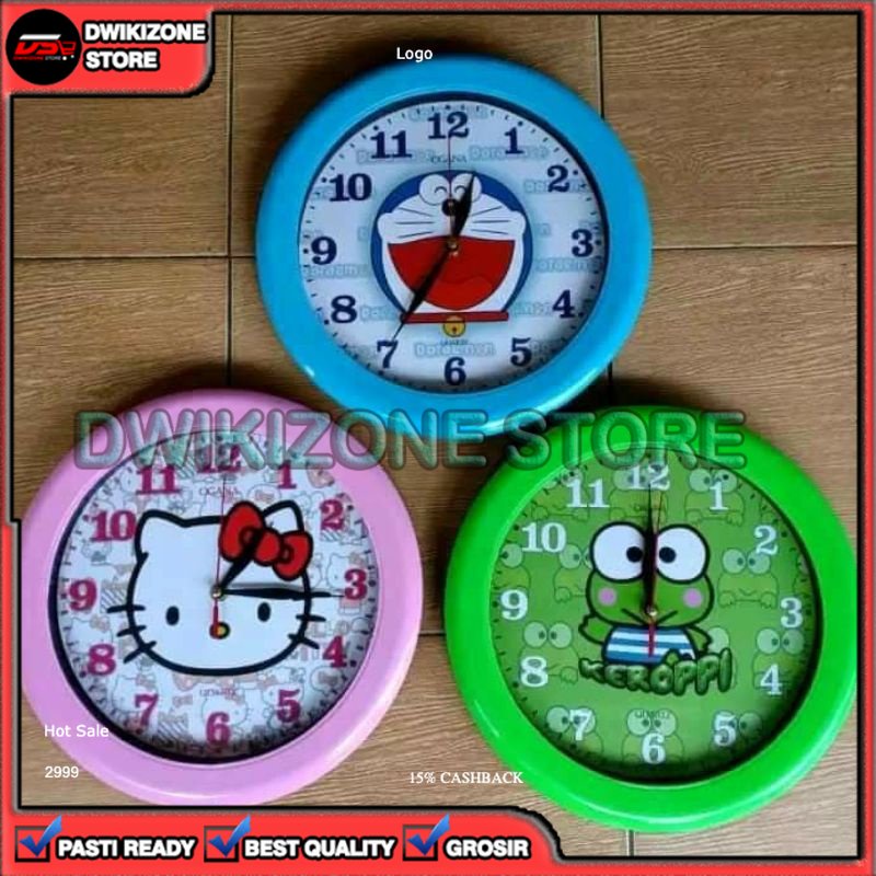 [DZS] JAM DINDING ANALOG KARAKTER ANAK UNIK DORAEMON HELLO KITTY KEROPPY KEROPPI