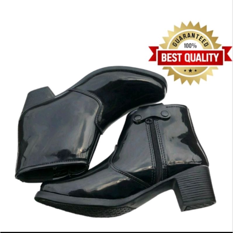 Sepatu Pdh Wanita Pdl Sus Polwan Kilap Pdl Secwan Dishub Boots Hijab Boots Wanita HAK 5 CM &amp; 3 CM