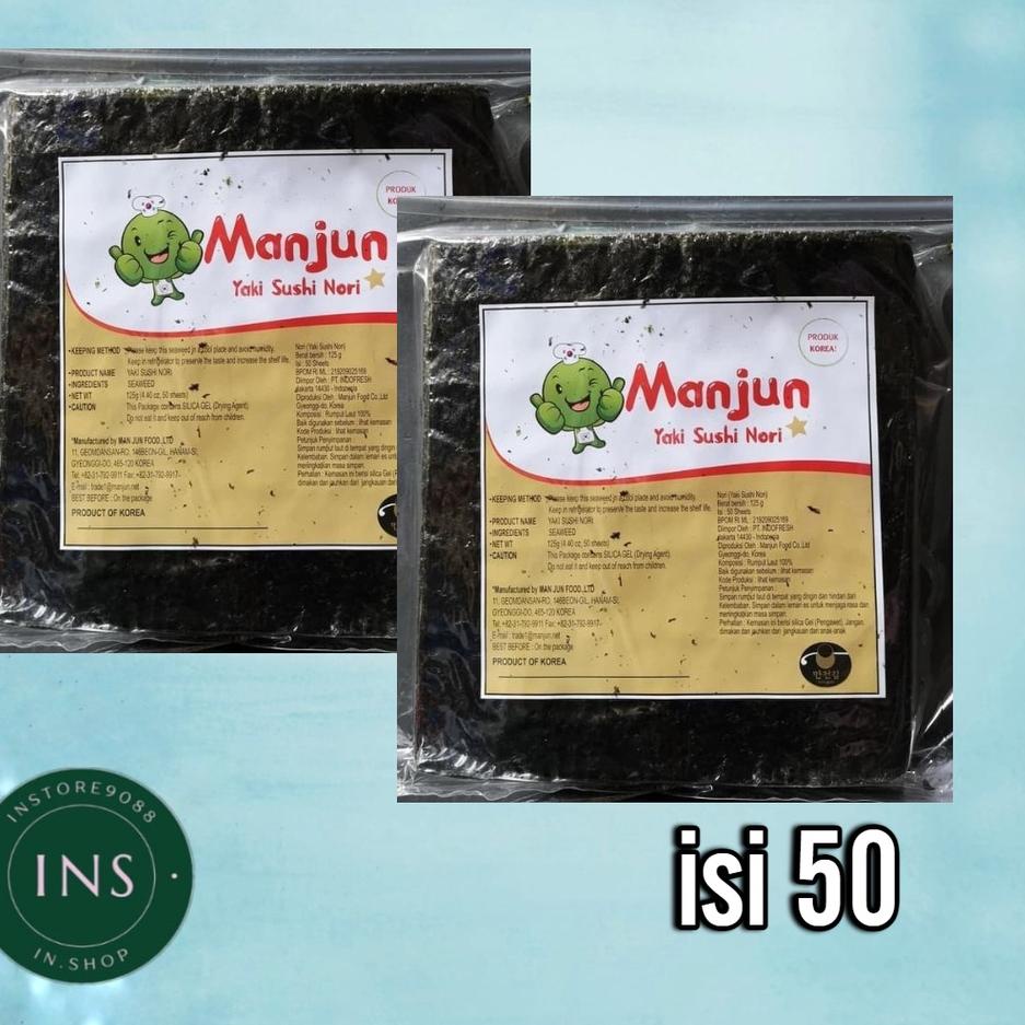 

➬ Sushi nori rumput laut lembaran Manjun yaki sushinori 50 lembar ☝