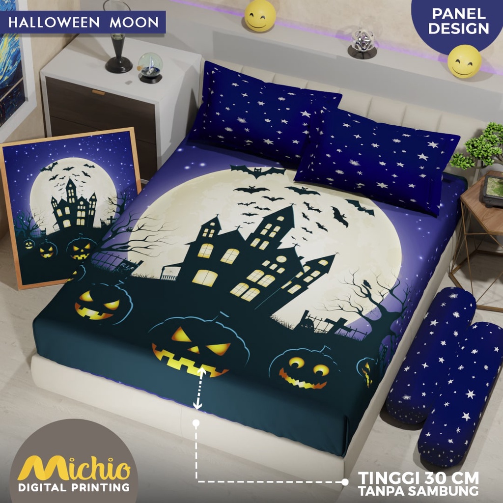 Michio Digital Printing Sprei Uk 160/180 T 30 - Hallowen Moon