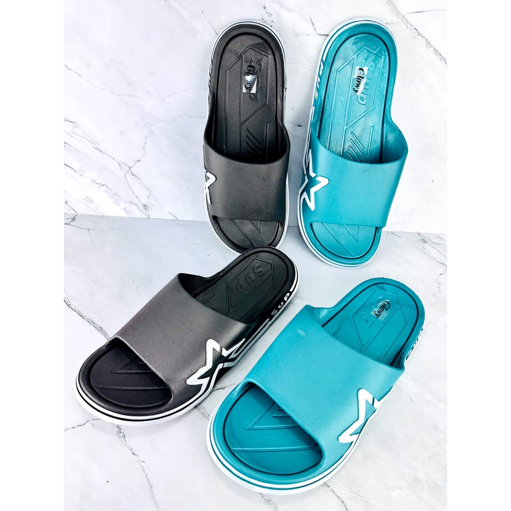 Sandal Pria Terbaru / Sandal Model slop Garis Terlaris Original Glowy