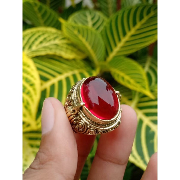 cincin akik batu merah siem / cincin akik merah siem ring Cakra Bali