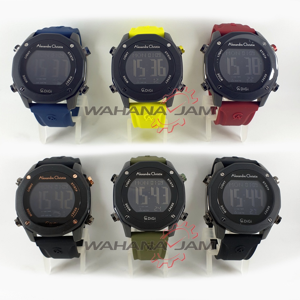 Alexandre Christie AC 9377 MH / Jam Tangan PriaAC9377 Karet Rubber Digital Stainless Alexander Cowok