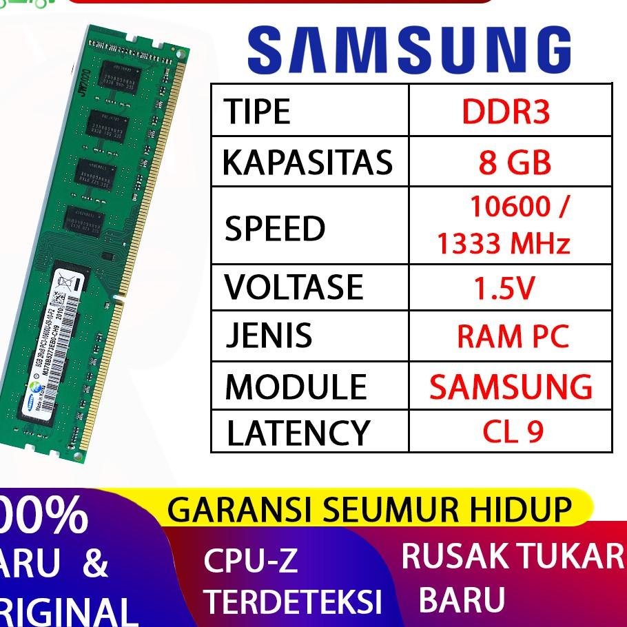 Termurah RAM PC SAMSUNG DDR3 8GB 10600 / 1333 MHz ORIGINAL RAM KOMPUTER RAM PC 1.5v