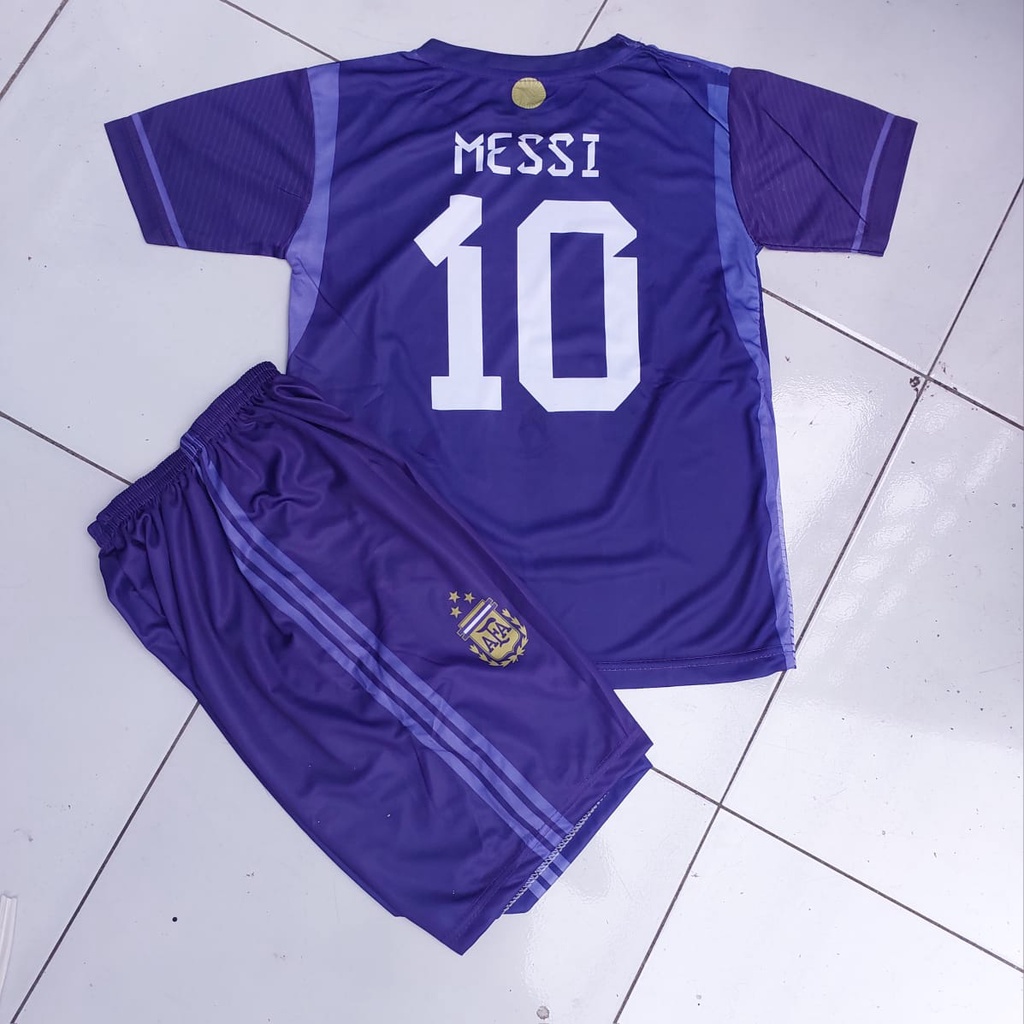 setelan baju bola anak/setelan baju futsal/baju bola argentina away/baju futsal murah