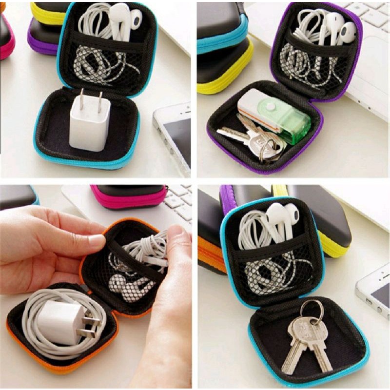 Dompet Headset &amp; Koin Petak Pouch Penyimpanan Charger Mini Case Organizer Kabel Headset Bluetooth Kotak Penyimpanan Serbaguna