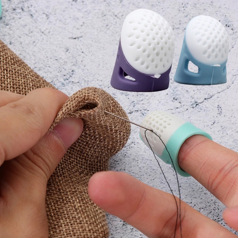 Kreatif DIY Silicone Thimble Non-stick Finger Cover Cross-stitch Jahit Aksesoris Anti-slip Jari Perlindungan Perlengkapan