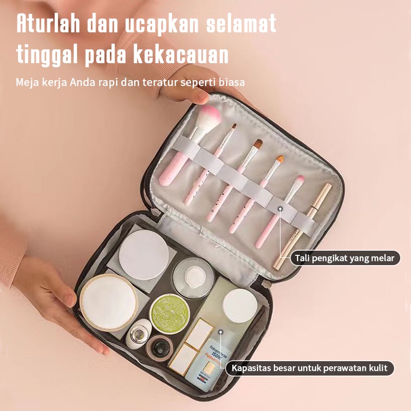 MAGEFY Tas Kosmetik Tas Multifungsi Ganda Kotak Kosmetik Baru Wanita Tas Penyimpanan Kosmetik Portabel 0308