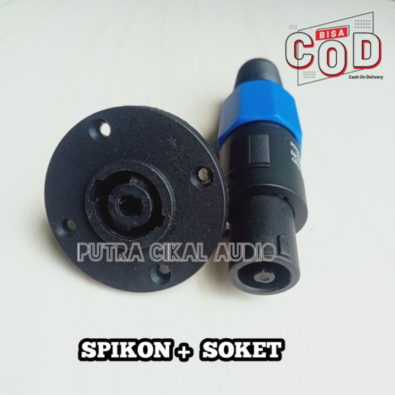 Satu Set Jack  / Jek Speakon / Spikon + Soket Speakon Bodi speaker murah