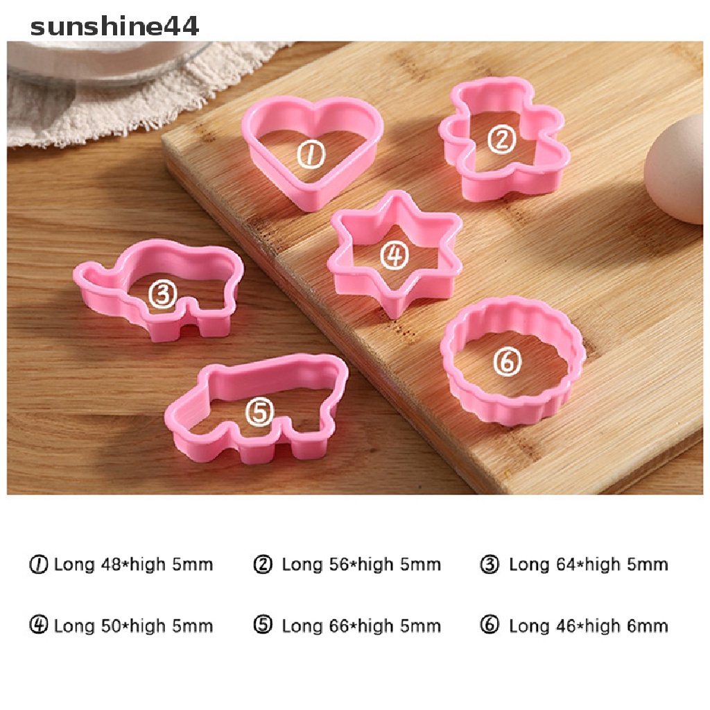 Sunshine 6/8pcs Cetakan Kue Kering DIY Cetakan Biskuit Plastik Fondant Cetakan Kue Coklat.