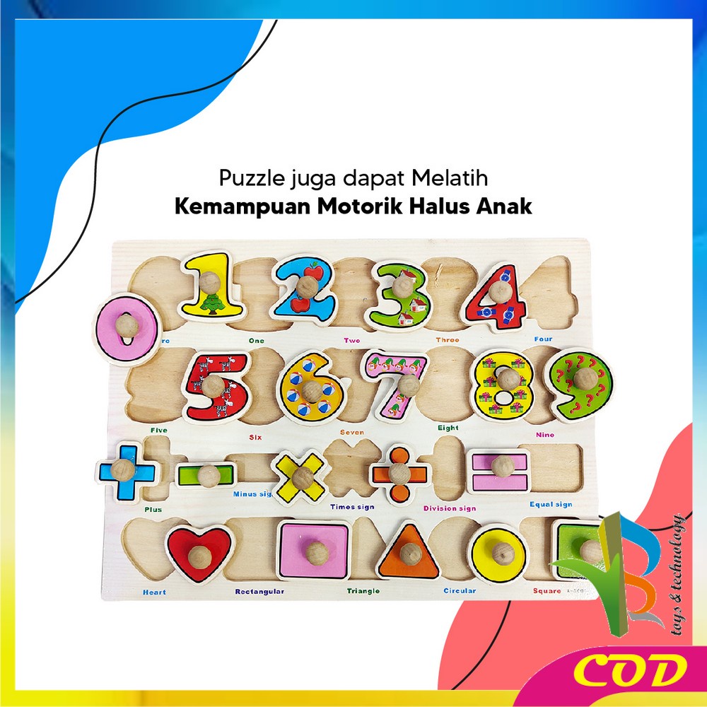 RB-M302 Puzzle Kayu Mainan Edukasi Anak Balok Kayu Knob Background Bergambar / Maenan Wooden Toys Edukatif Puzzle Kayu Knop