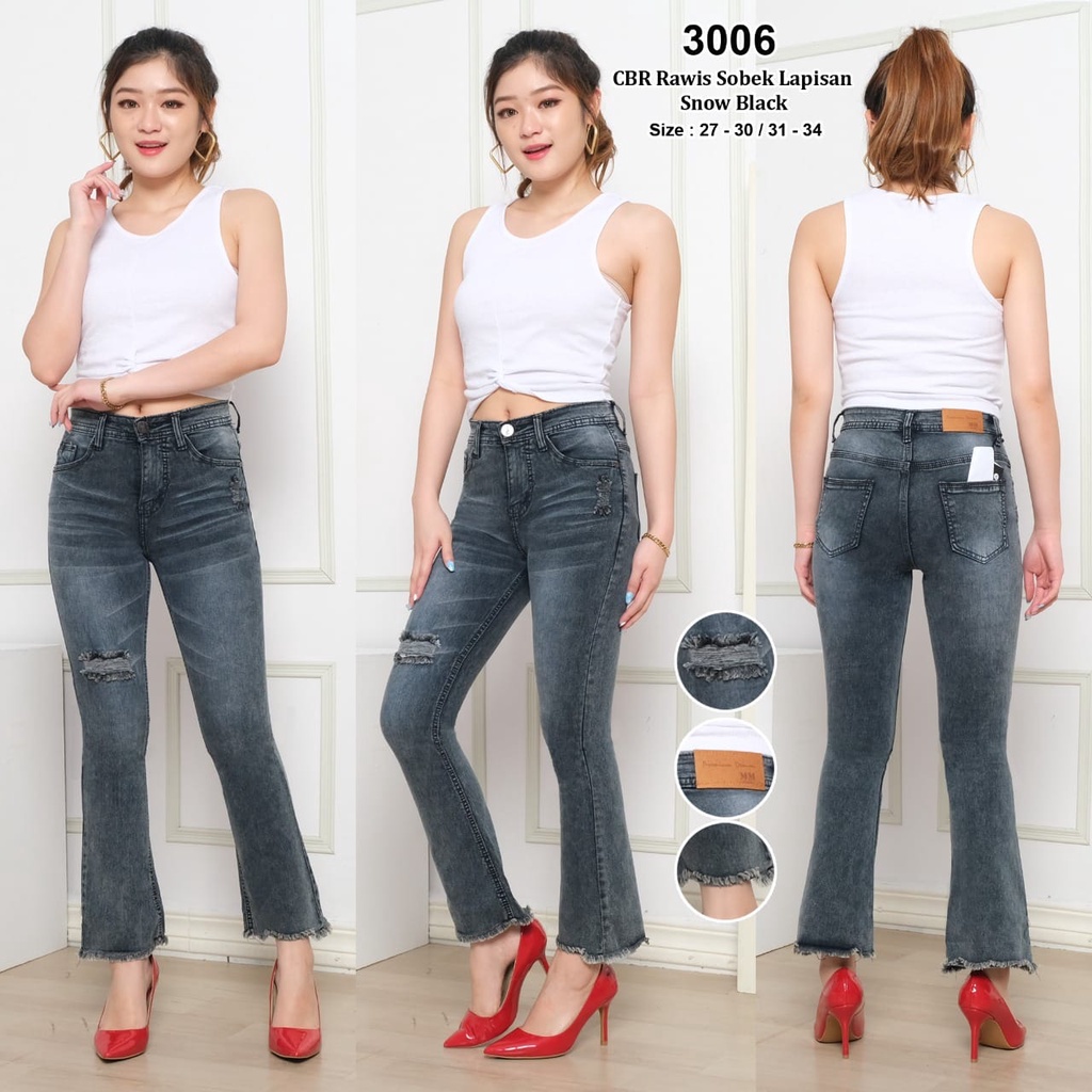 Celana Panjang Jeans Wanita Cutbray Rawis Sobek Lapis 27-30 31-34 Bisa Bayar Ditempat(COD)