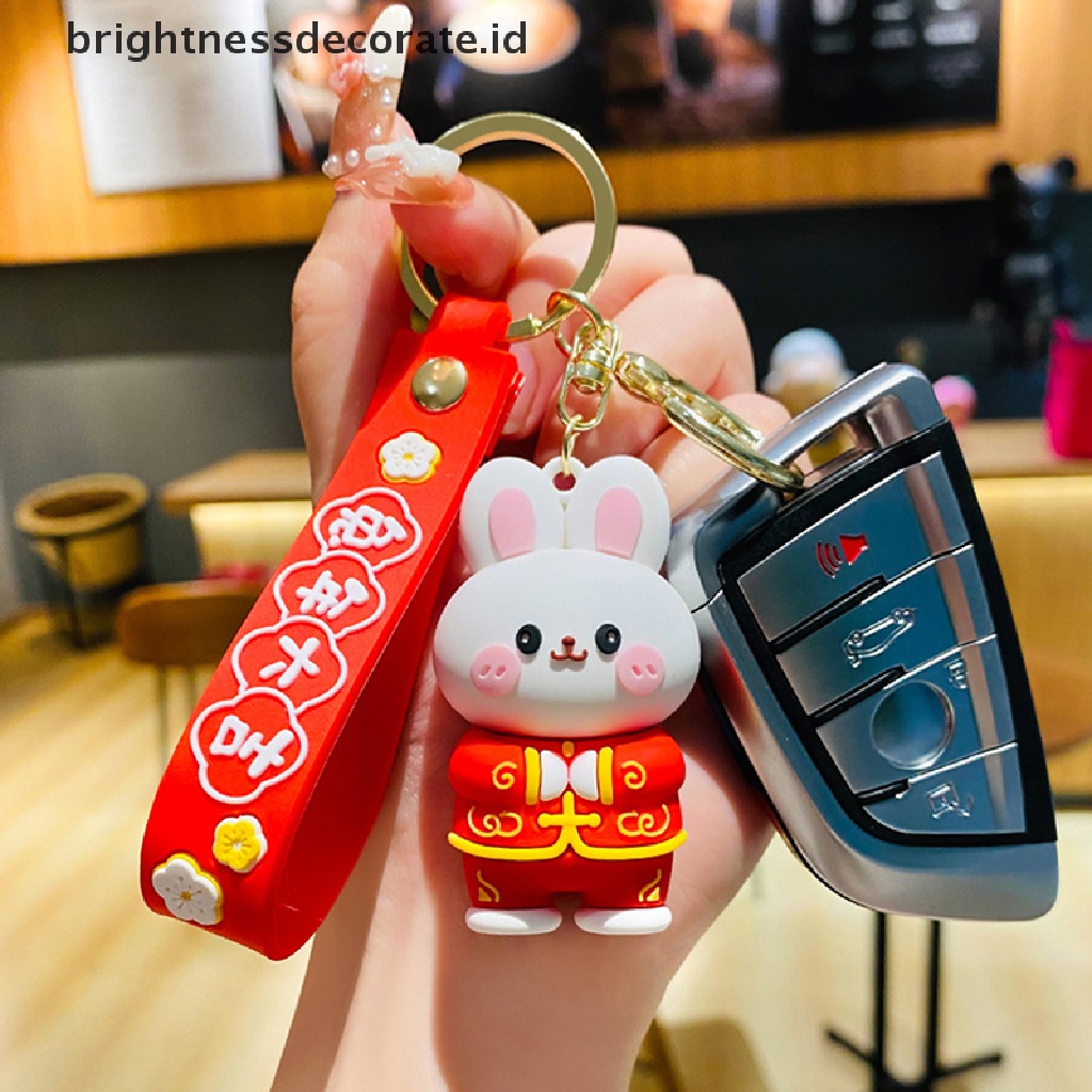 [Birth] Gantungan Kunci Kelinci Lucu New Happy Animal Bunny Kartun Keyring Lucky Bag Dekorasi Tahun Baru Gantungan Kunci Hadiah Natal [ID]