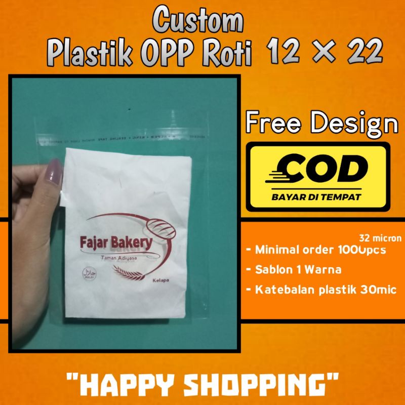 SABLON PLASTIK OPP KEMASAN ROTI UKURAN 12 ×22 // SABLON PLASTIK OPP