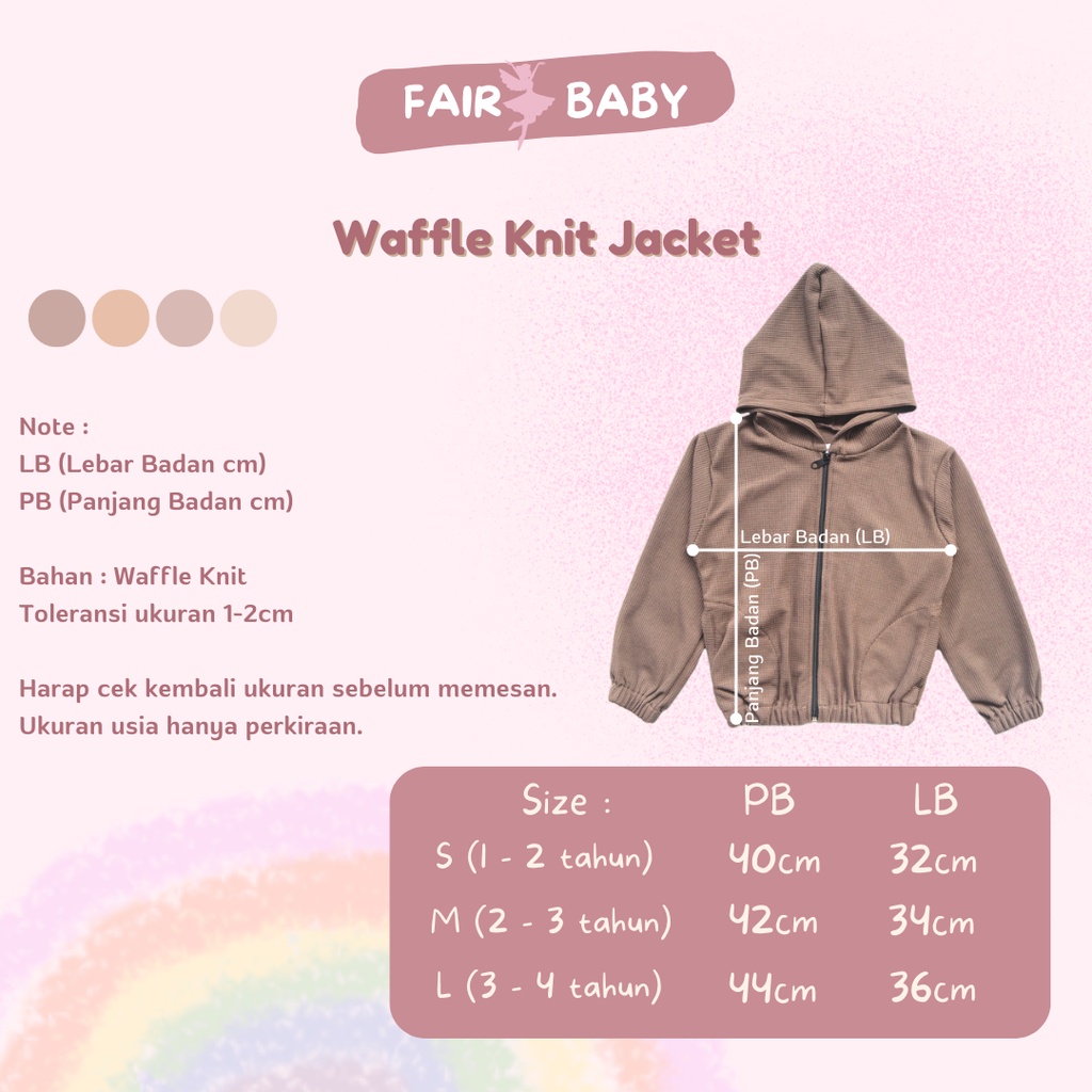 Fairy Baby Waffle Knit Jaket Hoodie Anak | Jaket Anak | Jaket Anak 1-4 Tahun