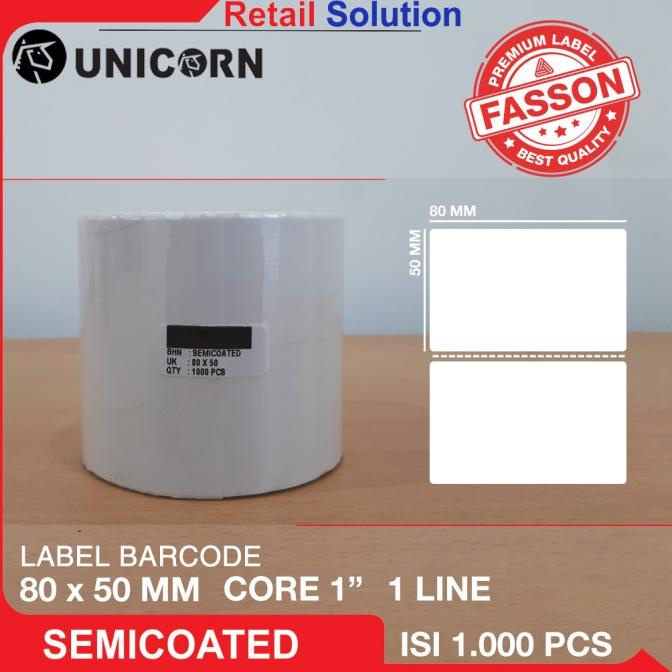 

Stiker Label Barcode Semicoat 80x50 mm / 80 x 50 mm / 80x50mm / 8x5 CM TERMURAH