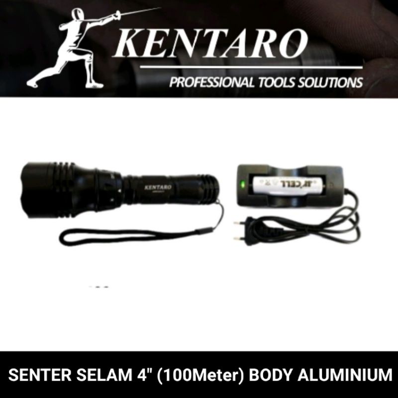 Senter selam / diving 4&quot; charger 100meter body aluminium kentaro Japan quality