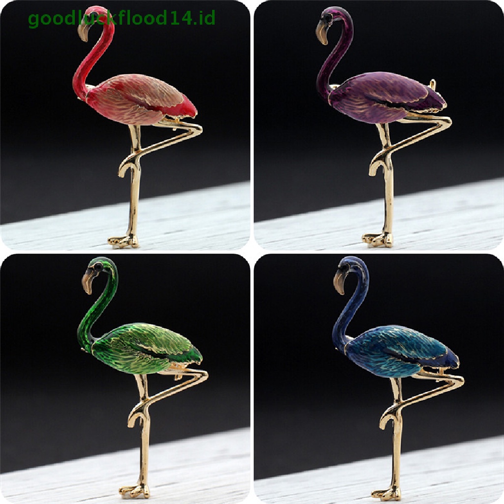 [GOOGFOUR] Flamingo Bros Pin Enamel Kerah Bros Wanita Lencana Perhiasan Bros Aksesoris [TOP]