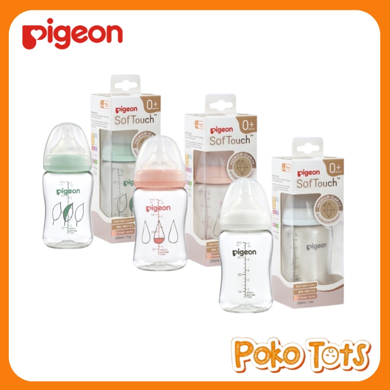 Pigeon T-Ester Wide Neck Bottle 200ml Botol Susu Premium Clear 0+ Bulan