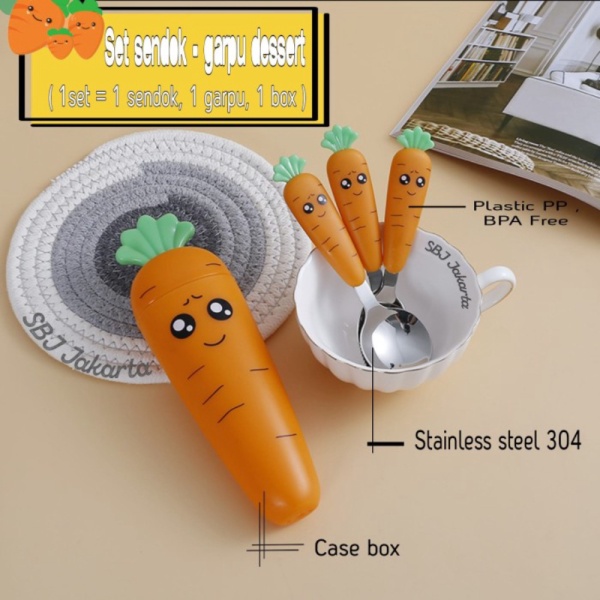 

Promo SET sendok garpu buah dessert teh stainless SUS304 dengan Kotak wortel Berkualitas