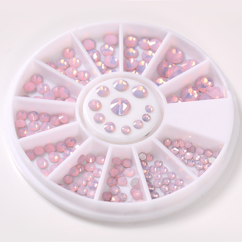 Opal Kuku Rhinestones Kristal Permata Manik-Manik Kuku Warna Campur Pink 3D Dekorasi Kuku In Wheel DIY Nail Art Decoration