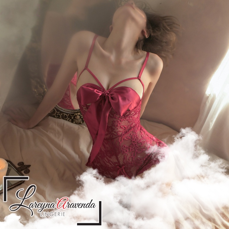 Lareyna Aravenda Lingerie Lingeria Seksi Model Gift Gown Lace Open Cup &amp; Crotchless LG311