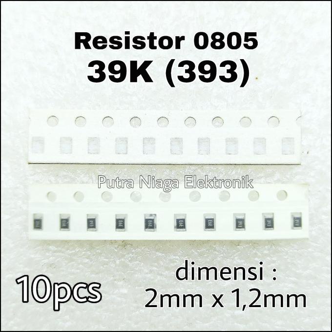 (10pcs) Resistor SMD 0805 39K Tahanan 39Kohm 39 K Marking: 393 putr4n14 Murah