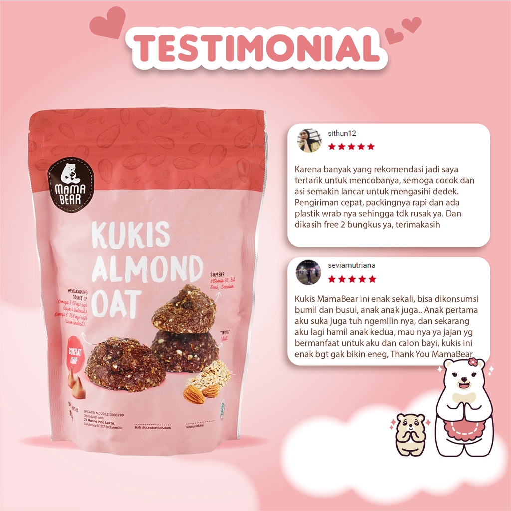 Mama Bear Cookies Kukis Biskuit Almond Oat Pelancar ASI Nutrisi Menyusui