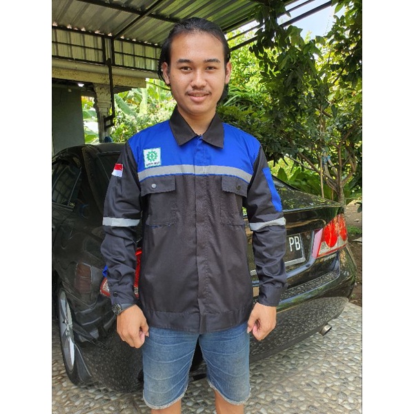 Baju Wearpack Setelan Baju dan celana / APD / K3 / Safety First Warna Hitam Kombinasi Benhur