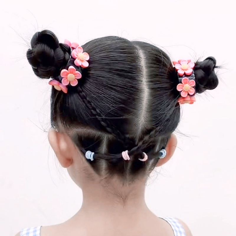 Kid Hair Clip Ponytail Curly Jepit Rambut Anak Perempuan Lucu Kartun Strawberry Bunga Hair Clip