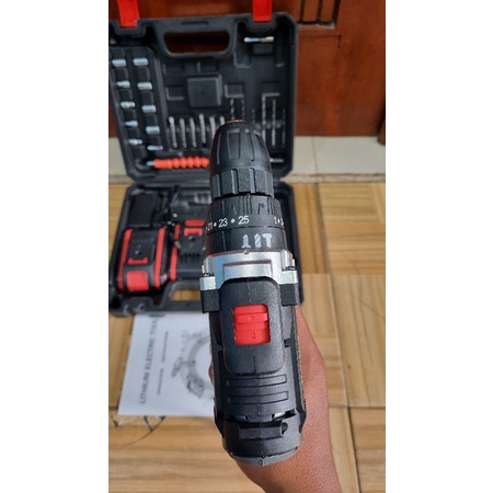 198V Mesin Bor Cordless Bor Baterai Impact Drill Bor Beton 2 Baterai