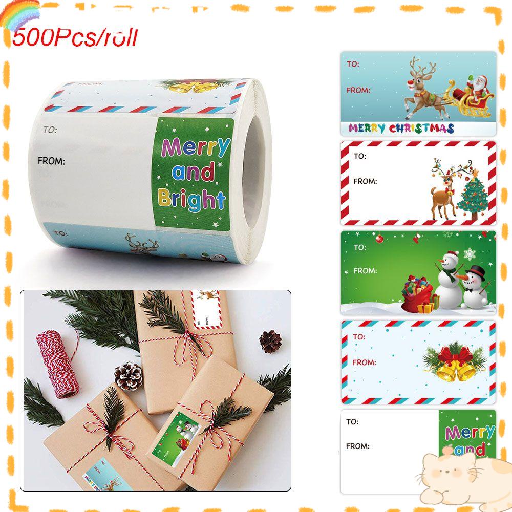 Solighter 500PCS Celebrate Christmas Gift Packaging Perekat Label Thank You Kertas Stiker