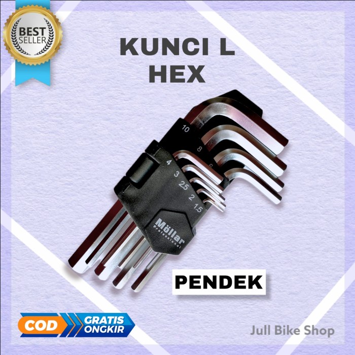 Kunci L set hex panjang / pendek Mollar camel 9pcs hex key sepeda tool