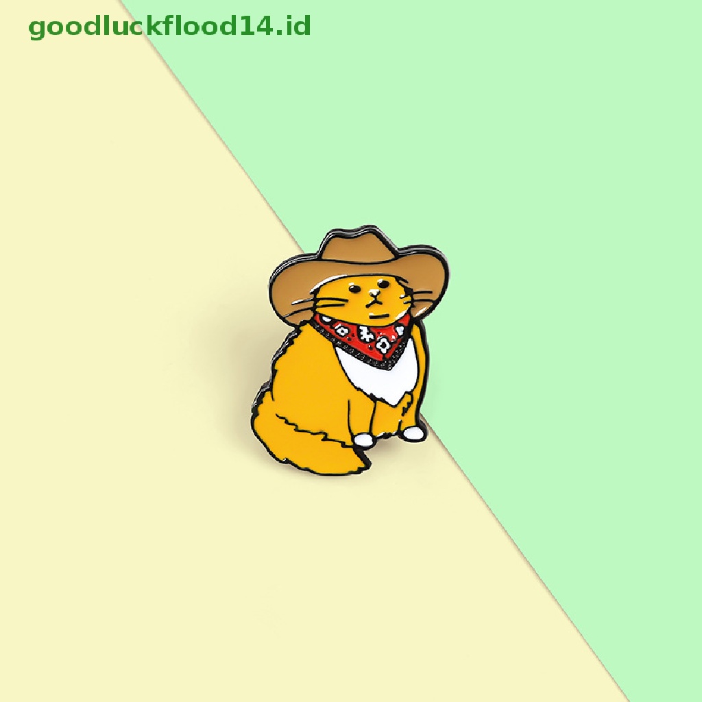 [GOOGFOUR] Koboi Kucing Enamel Pin Lucu Hewan Topi Bros Kemeja Kerah Tas Lucu Lencana Hadiah [TOP]