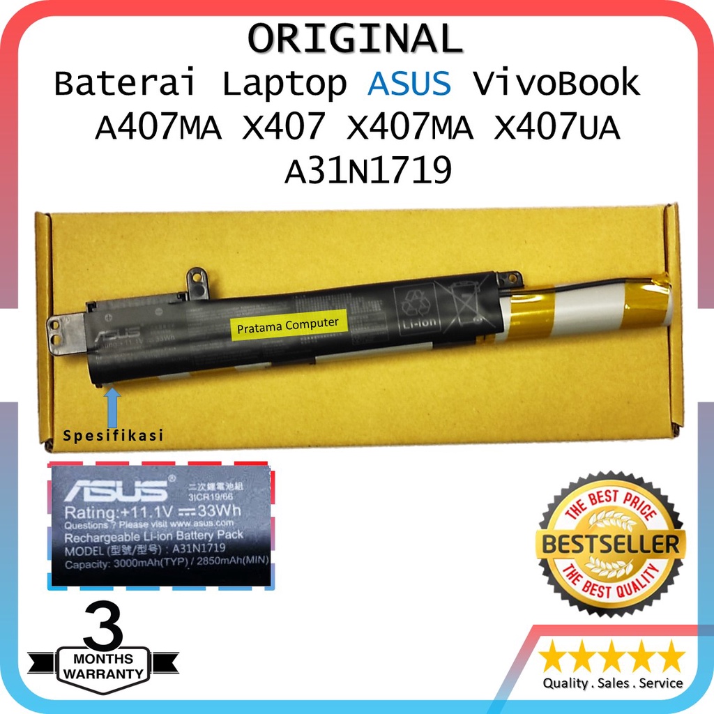 Baterai Original Asus VivoBook A407MA X407 X407MA X407UA A31N1719