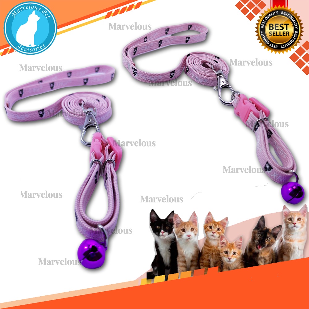 Tali Kalung Kucing Motif Premium Lonceng 14 mm / Tali Harness &amp; Brangus Kucing / Tali Penuntun Kucing / Aksesoris Kalung dan Harness