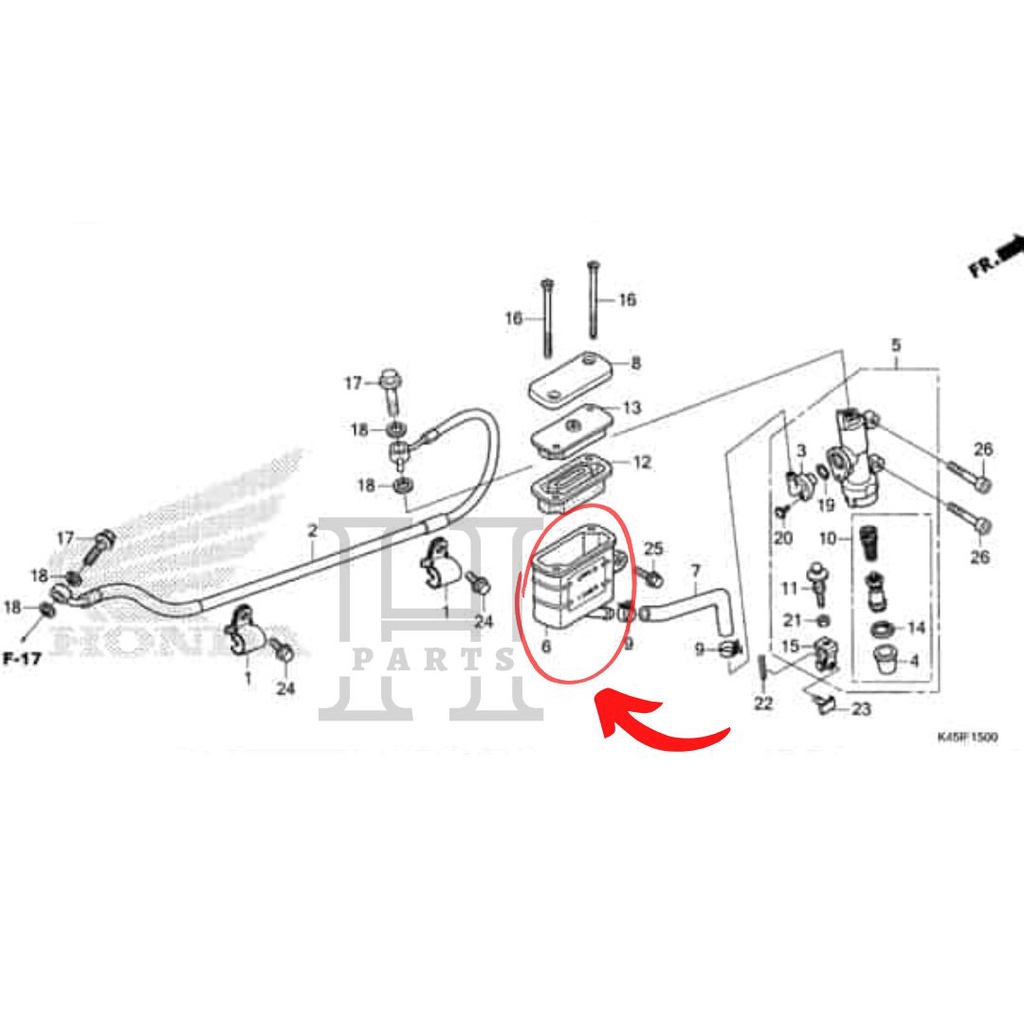 TABUNG MINYAK REM BELAKANG OIL CUP COMP CS1 SONIC CRF CB CBR 150R 250R OLD LED SUPRA X 125 FI GTR FI 43511-K43-D31 ASLI ORIGINAL AHM HGP HONDA