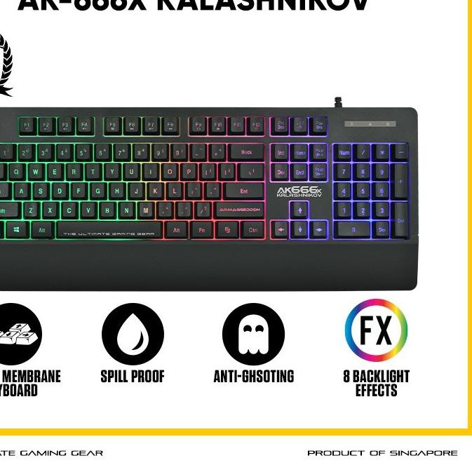 Limited | TD4 | Armaggeddon AK 666x Kalashnikov Spill Proof Backlit Membrane Gaming Keyboard [ Garan