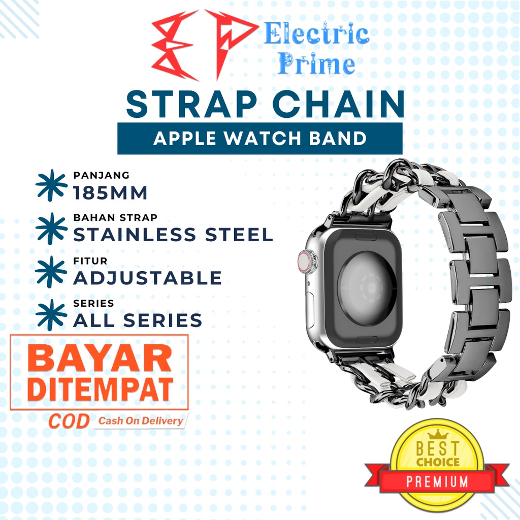 Strap Chain Apple Watch 1 2 3 4 5 6 7 8 SE Ultra 2022 Stainless Steel iWatch Band 38mm 40mm 41mm 42mm 44mm 45mm 49mm Tali Smartwatch Rantai Adjustable