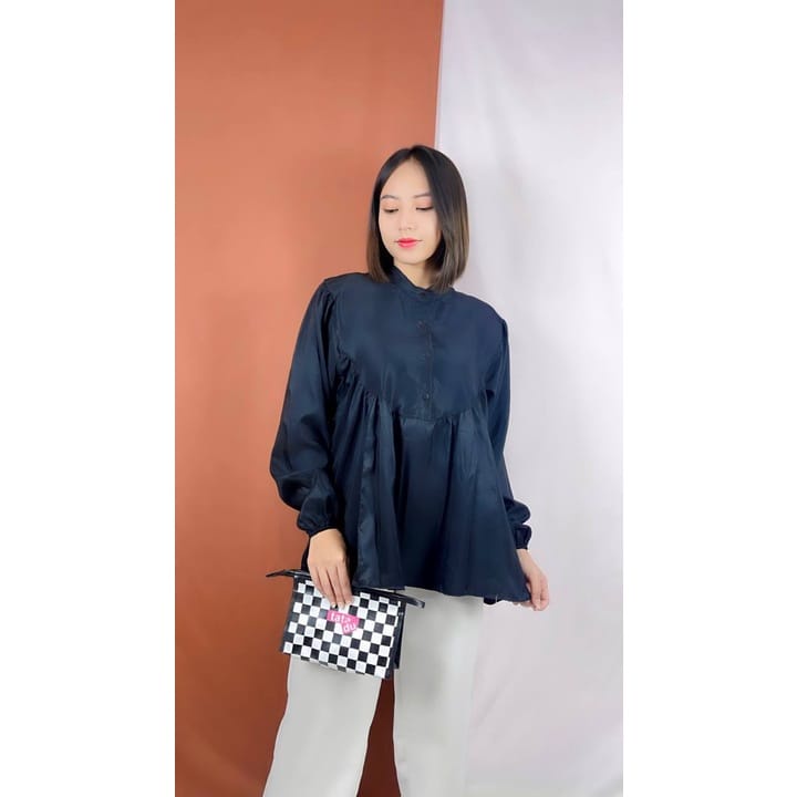 Zilva Blouse - Blouse Wanita Kancing Depan Kerah Shanghai