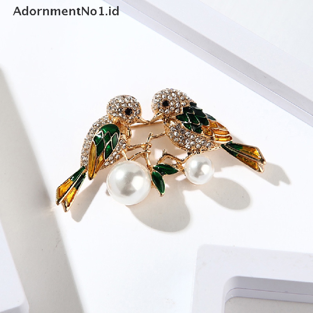 [AdornmentNo1] Fashion Berlian Imitasi Enamel Burung Bros Lucu Hidup Terbang Fledgling Hewan Bros Syal Gaun Mantel Kerah Pin Hadiah [ID]