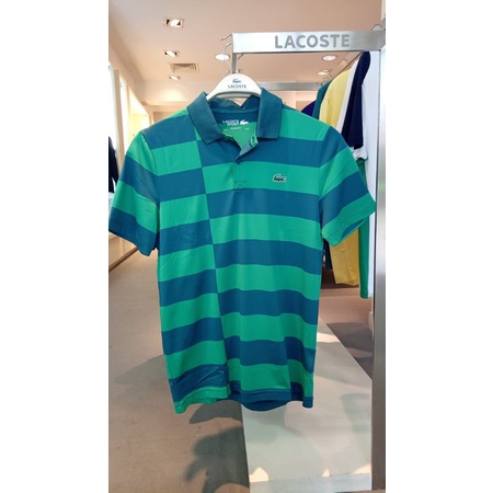 KAOS POLO LACOSTE ORI - GARIS-GARIS HIJAU