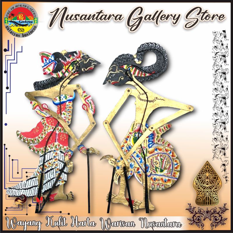 Wayang Kulit Sapi Asli Arjuna dan Srikandi Gaya Solo/Surakarta Kualitas Biasa Ukuran Standar Dalang 