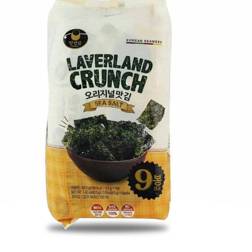 

Promo[KF7]-LAVERLAND CRUNCH SEA SALT - SNACK SEAWEED KOREA ISI 9 PACK 4.5 GRAM