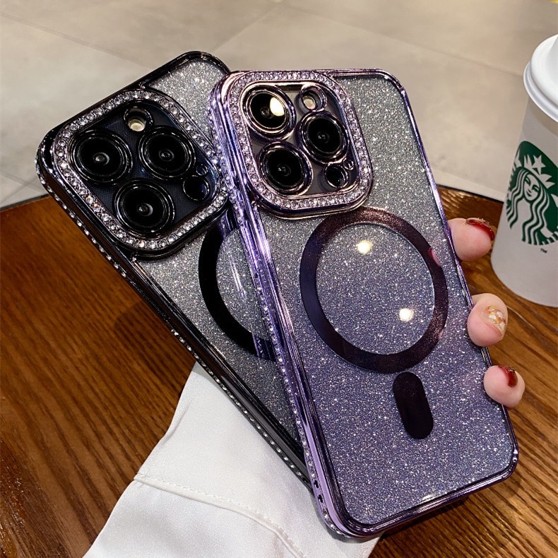 Luxury Pelindung Lensa Kamera case Untuk iphone 14 pro max 14 plus casing iphone 13 12 11 pro max Aesthetic Magnetik premium Bahan TPU Shockproof soft case