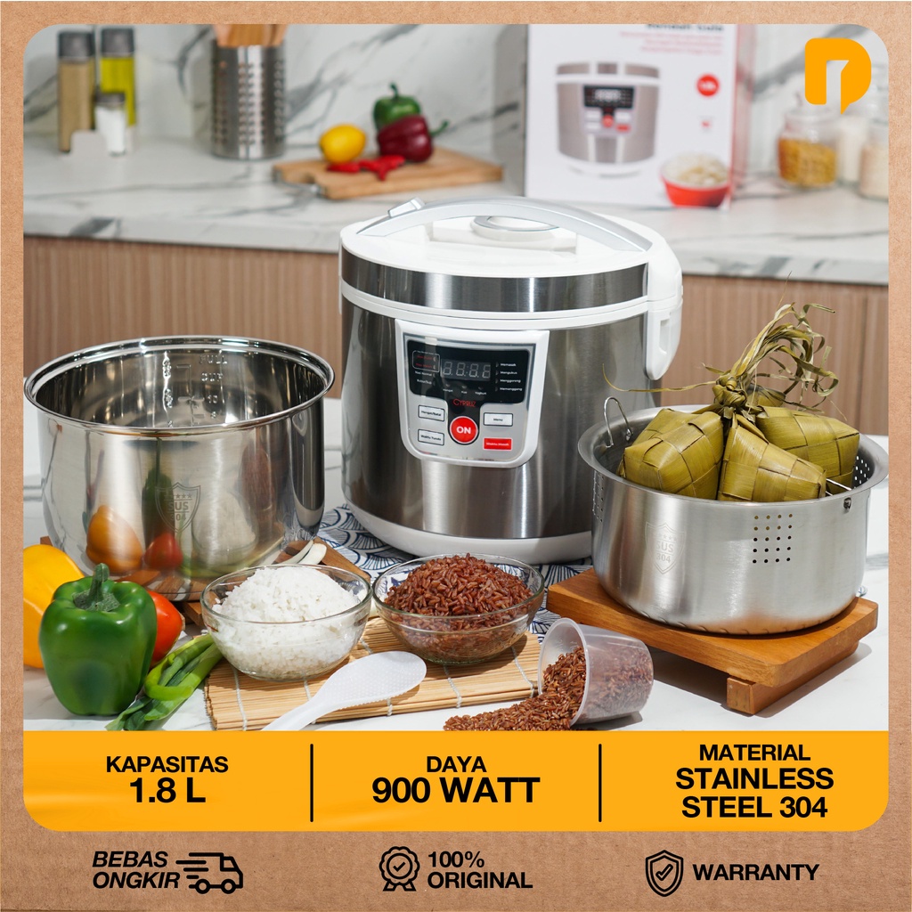 Jual CYPRUZ RICE COOKER RENDAH KALORI BULAT 1.8 LT SMART DIGITAL RICE COOKER PENANAK NASI